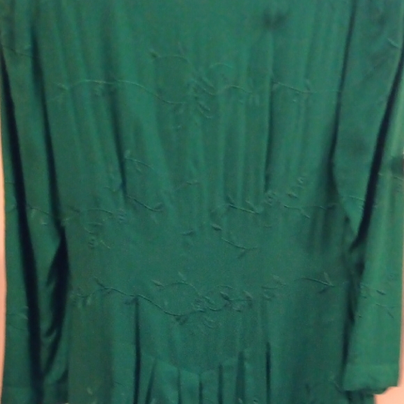 Green Textured Long Sleeve Dress - Picture 6 of 9